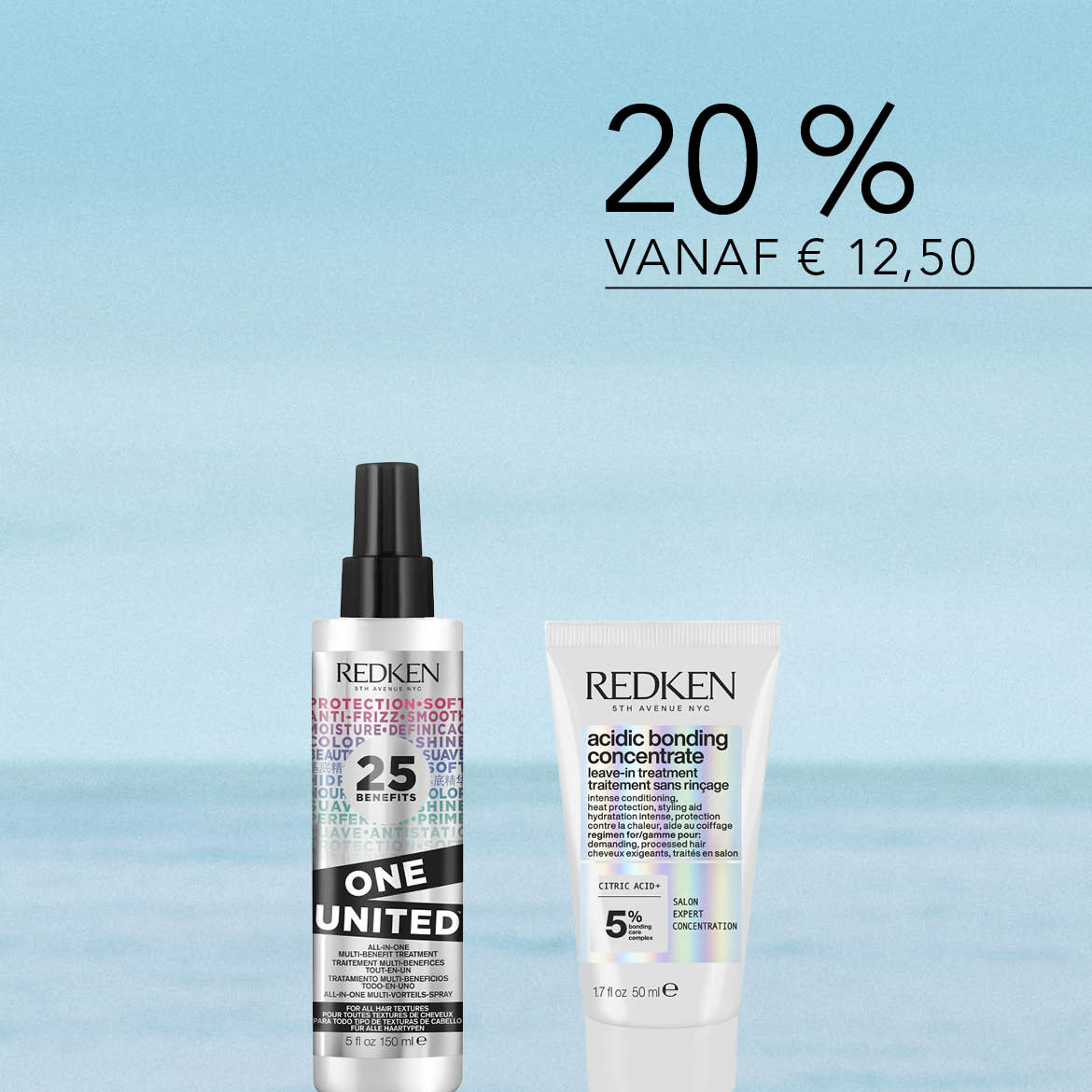 Ontdek de Redken One United All-In-One Multi-Benefit Treatment, een veelzijdige spray die 25 voordelen biedt voor alle haartypes, nu met 20% korting vanaf €12,50.