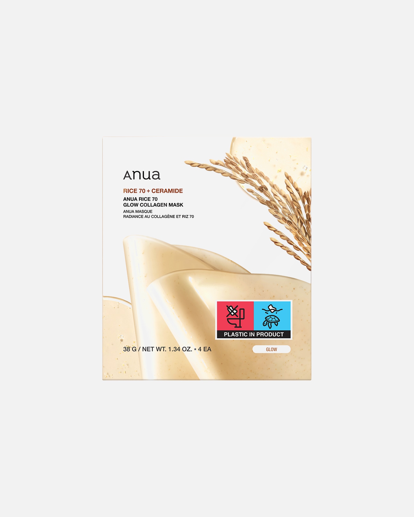 Glow masker voor UnisexAnuaRice 70 Glow Collagen Mask38 g