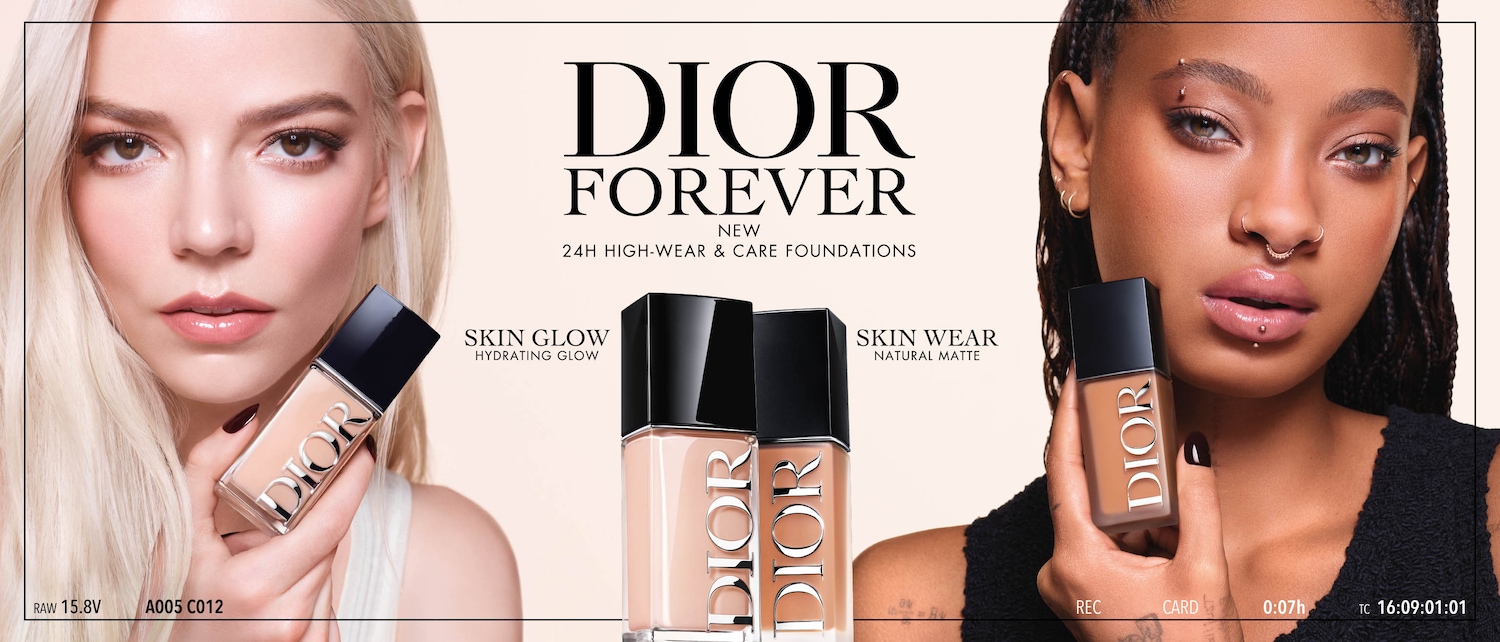 Ontdek Dior Forever nieuwe 24H high-wear & care foundations, verkrijgbaar in Skin Glow hydrating glow en Skin Wear natural matte voor een perfecte teint.