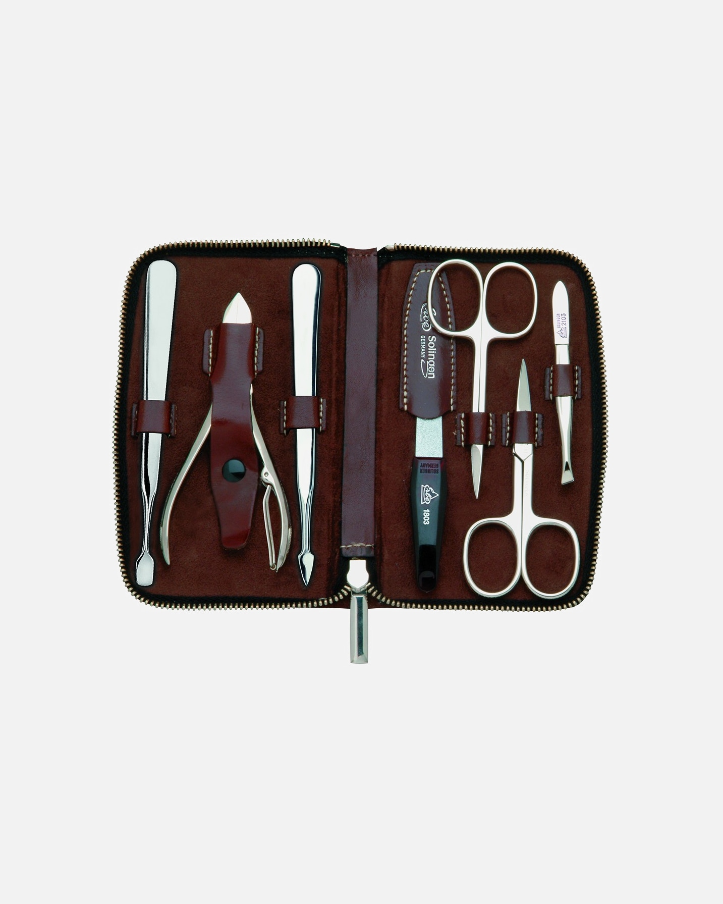 étui pour UnisexeERBEDefault Brand LineSet de manucure zipper series Houston, marron, 7 pcs.Étui avec fermeture éclair en marron