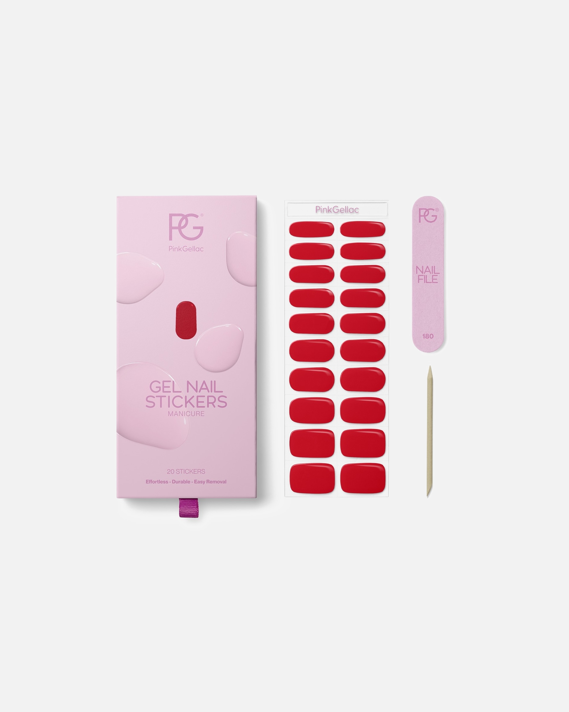 Nagel stickers voor UnisexPink GellacUV Gel Nagelstickers034 - ROCKING RED