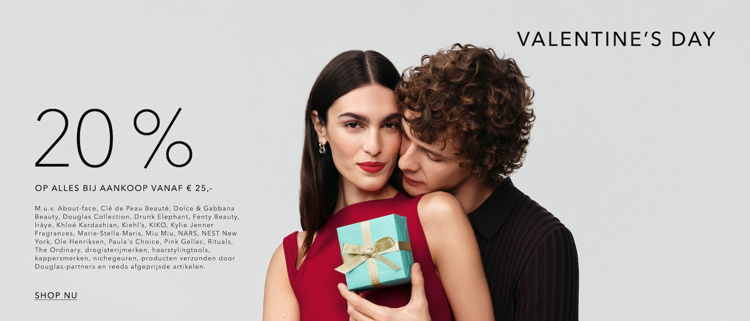 Vier Valentijnsdag met 20% korting op alles vanaf €25, inclusief merken zoals Dolce & Gabbana, Fenty Beauty en meer, dus shop nu!