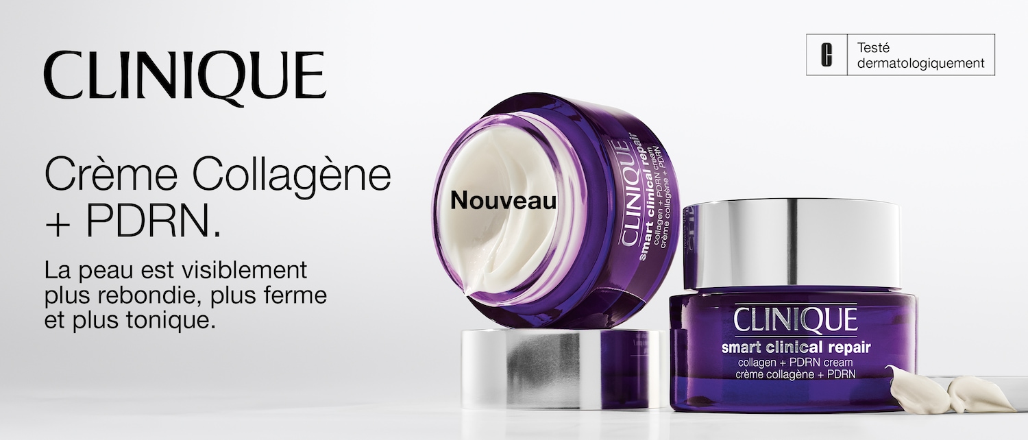 Découvrez la nouvelle Crème Collagène + PDRN Clinique Smart Clinical Repair, testée dermatologiquement pour une peau visiblement plus rebondie, plus ferme et plus tonique.
