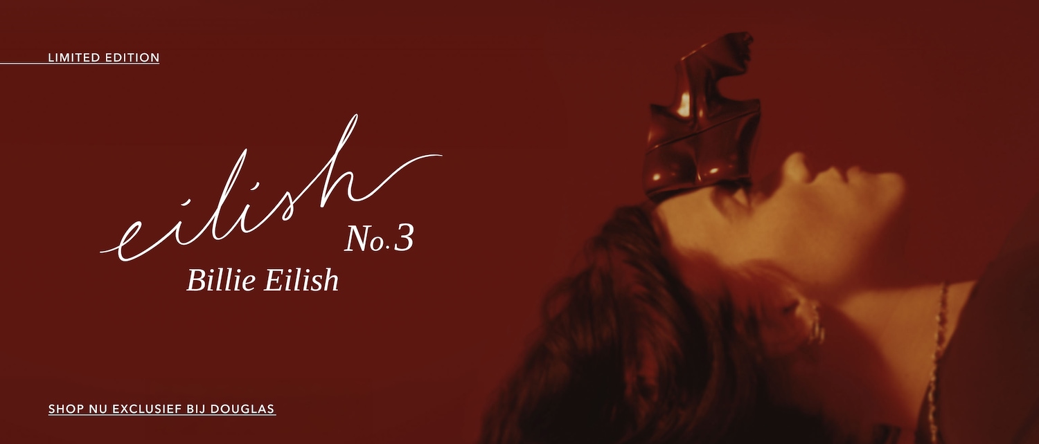 Limited edition Billie Eilish No.3 fragrance is presented in a metallic bust bottle, shop it exclusively at Douglas.