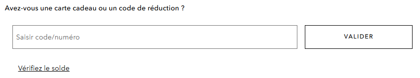 Avez-vous une carte cadeau ou un code de réduction ? Saisir votre code et valider pour profiter de votre offre.