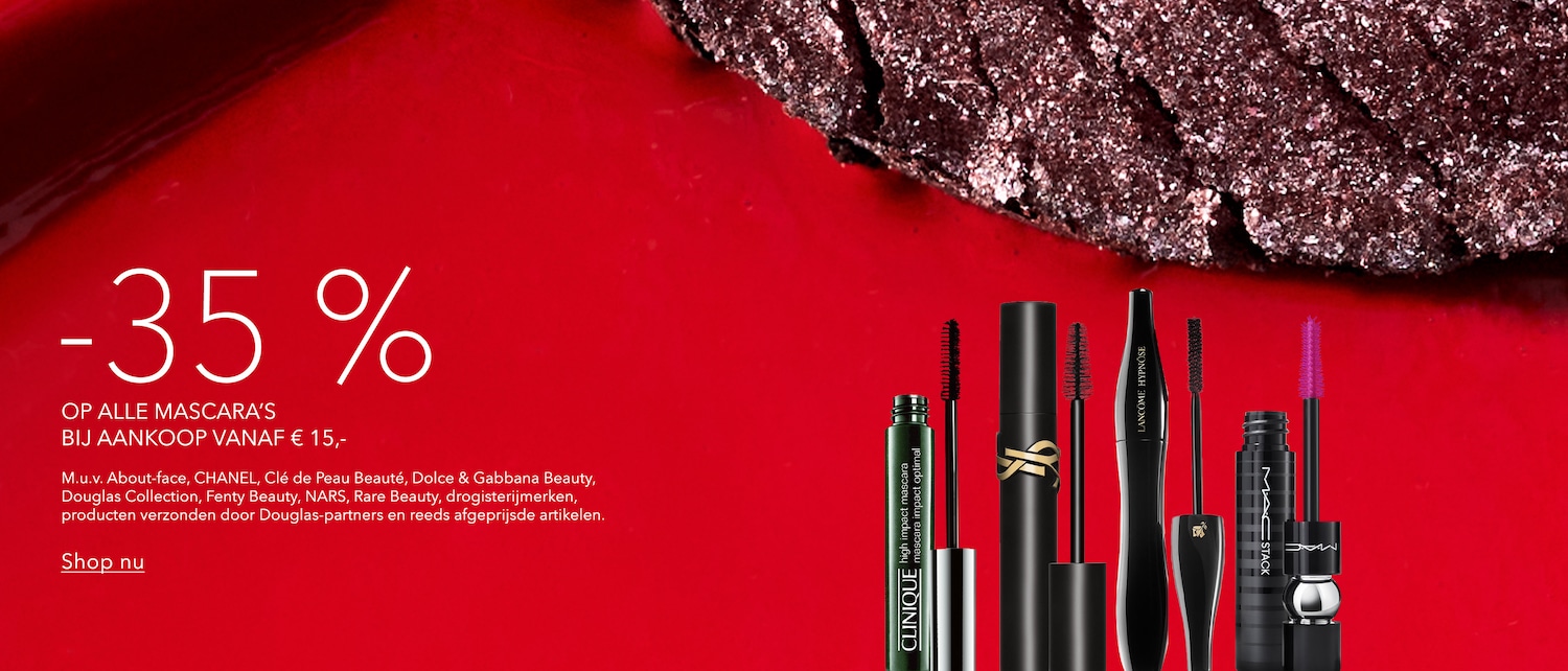Ontdek een breed scala aan mascara's van topmerken zoals Clinique, Yves Saint Laurent, Lancôme en MAC, met kortingen tot 35% bij aankoop vanaf €15.