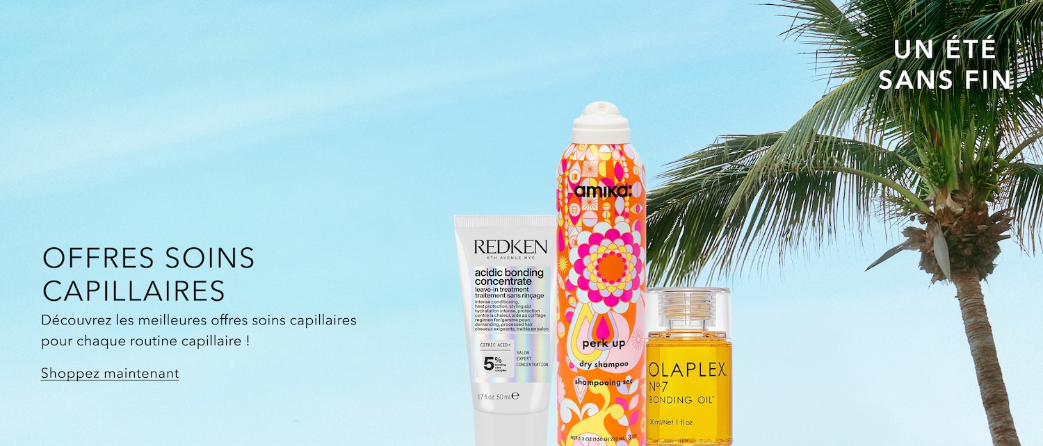 Découvrez les meilleures offres de soins capillaires pour chaque routine capillaire et profitez d'un été sans fin avec les produits Redken, Amika et Olaplex.