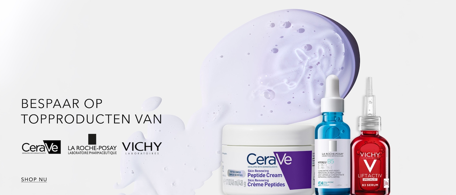 Bespaar op topproducten van Cerave, La Roche-Posay en Vichy, inclusief Cerave Peptide Cream, La Roche-Posay Hyalu B5 Serum en Vichy Liftactiv Specialist B3 Serum.