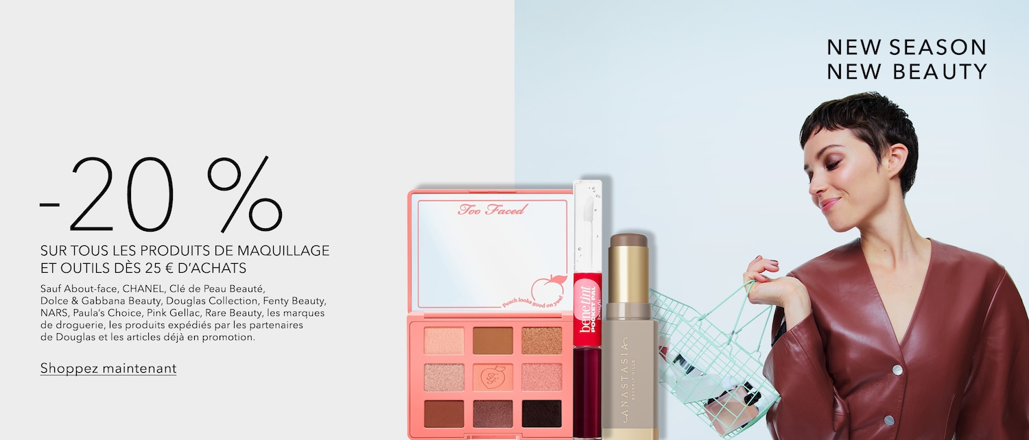 Découvrez la nouvelle collection de maquillage et d'outils avec 20% de réduction sur les achats à partir de 25 €, à l'exception de certaines marques et des articles déjà en promotion.
