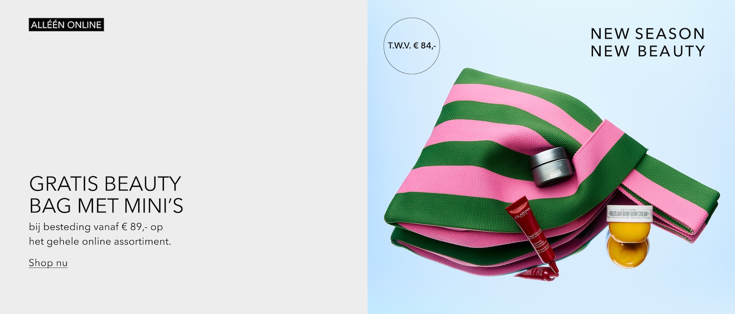 Ontvang een gratis beautybag met mini's ter waarde van €84 bij besteding vanaf €89 op het gehele online assortiment.