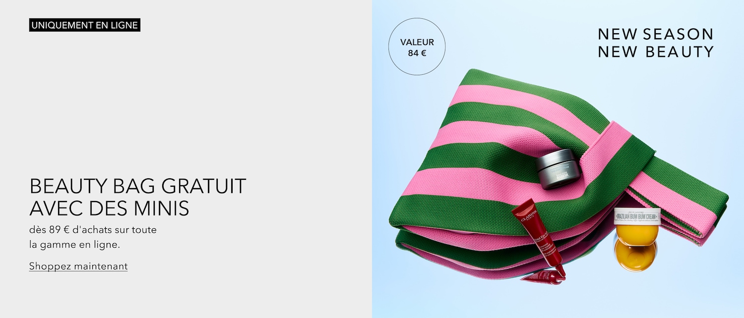 Recevez une trousse de beauté gratuite avec des minis pour tout achat en ligne à partir de 89 €, d'une valeur de 84 €.