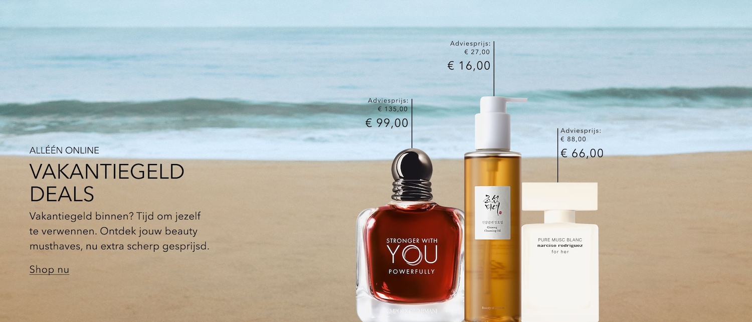 Ontdek de vakantiegeld deals online met beauty musthaves tegen scherpe prijzen.