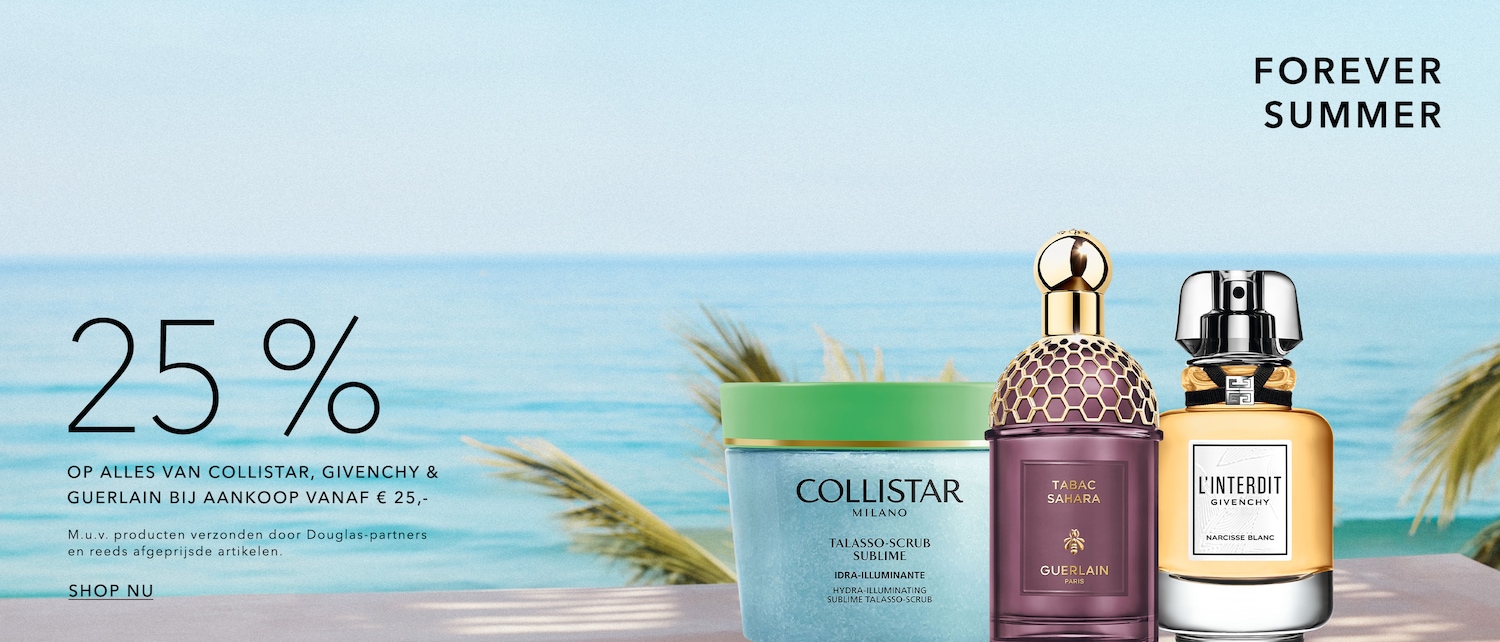 Geniet van de zomer met 25% korting op Collistar, Givenchy & Guerlain bij aankoop vanaf € 25.