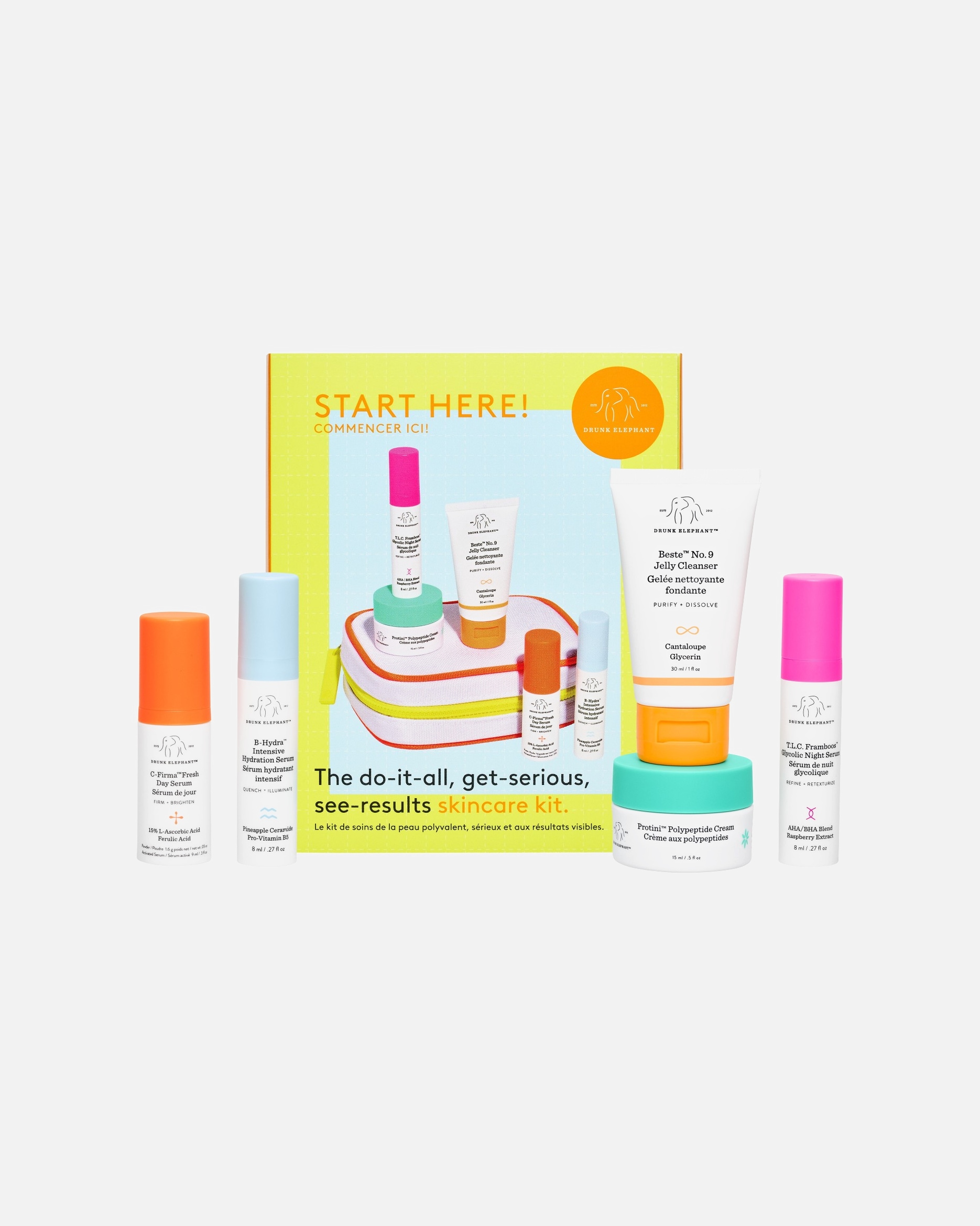 Coffret soin visage pour UnisexeDrunk ElephantThe LittlesThe Do-It-All, Get Serious, See Results1 unité