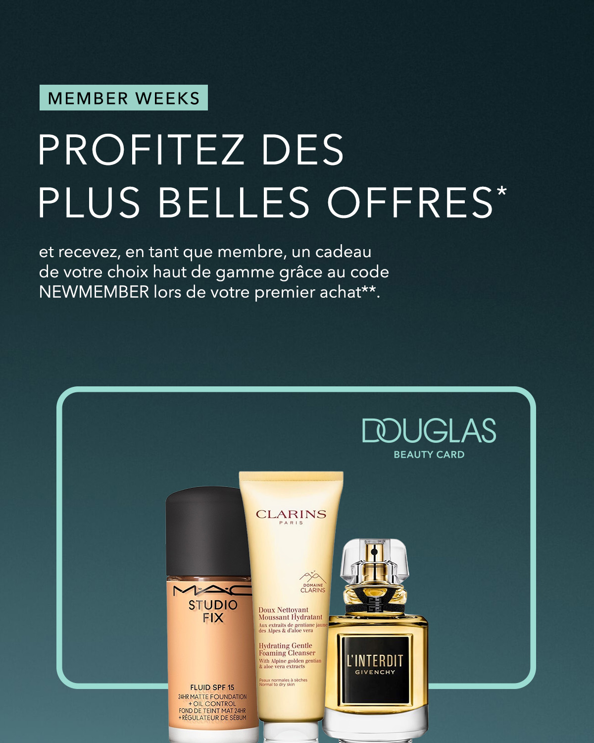 Profitez des Member Weeks avec les plus belles offres et recevez, en tant que membre, un cadeau de votre choix haut de gamme grâce au code NEWMEMBER lors de votre premier achat.