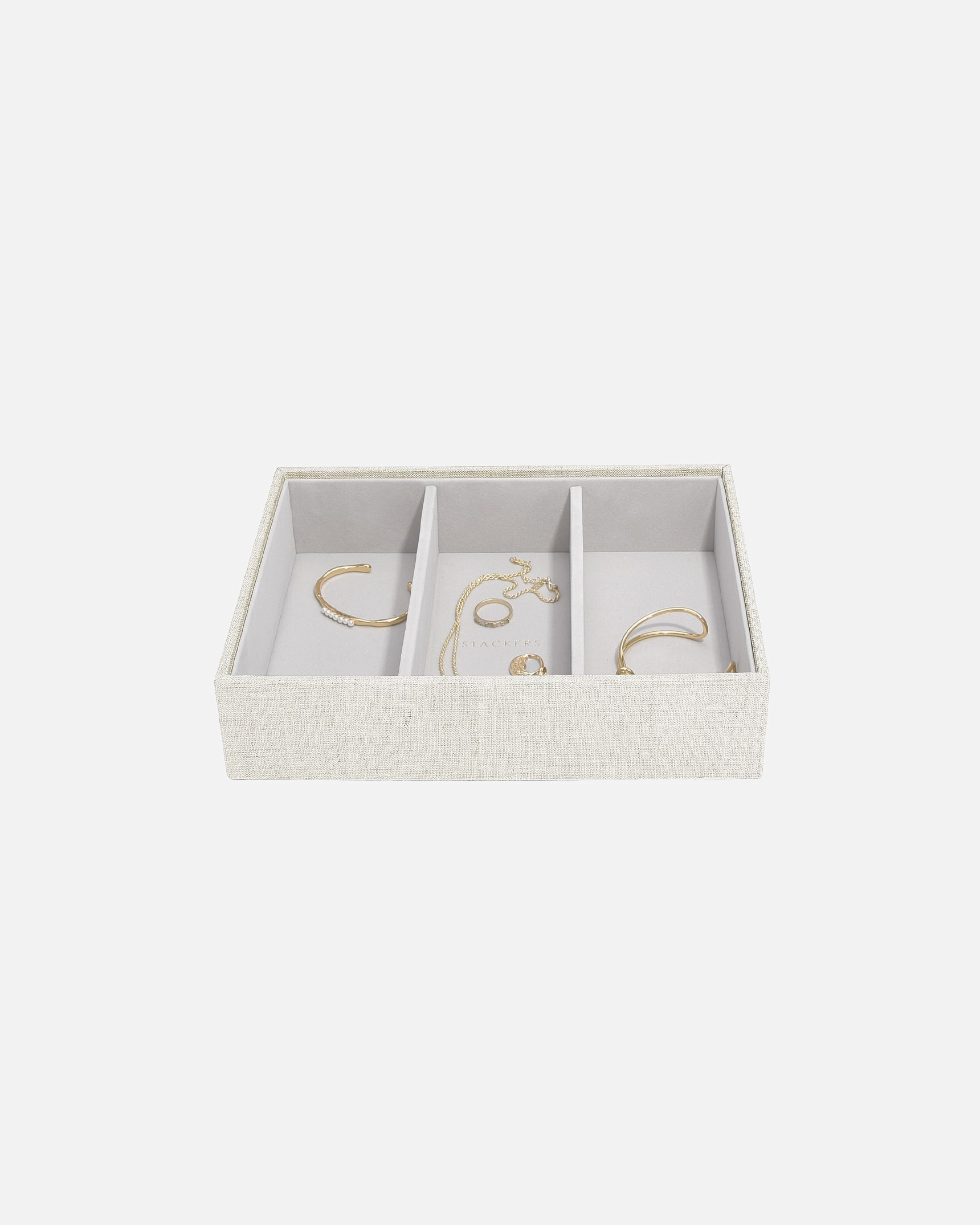Boîte à bijoux pour UnisexeStackersOatmeal & Linen Classic Deep 3 Section1 unité