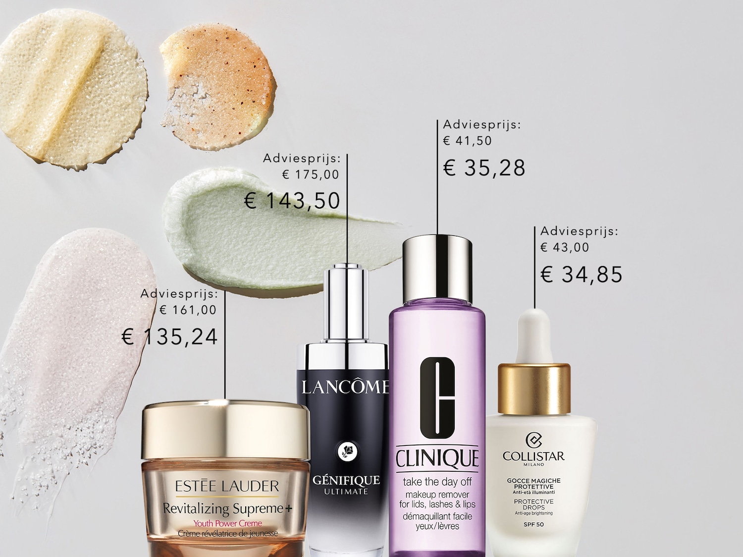 Ontdek de Estée Lauder Revitalizing Supreme+ Youth Power Crème, Lancôme Génifique Ultimate, Clinique make-up remover en Collistar Protective Drops.