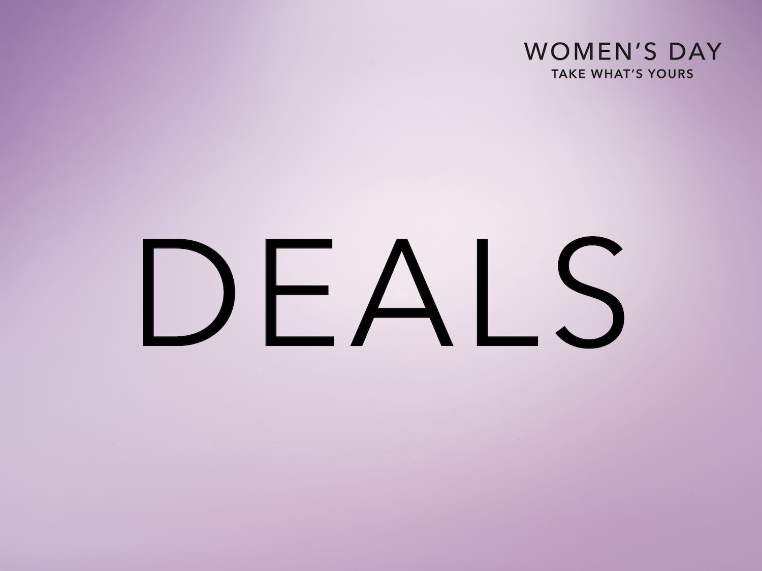 Vrouwendag-deals: Grijp wat van jou is op een zacht paarse achtergrond.