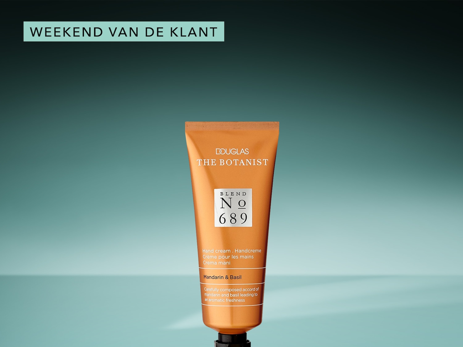 Weekend van de Klant: Ontdek de Douglas The Botanist Blend No. 689 handcrème met mandarijn en basilicum, die zorgt voor een aromatische frisheid.