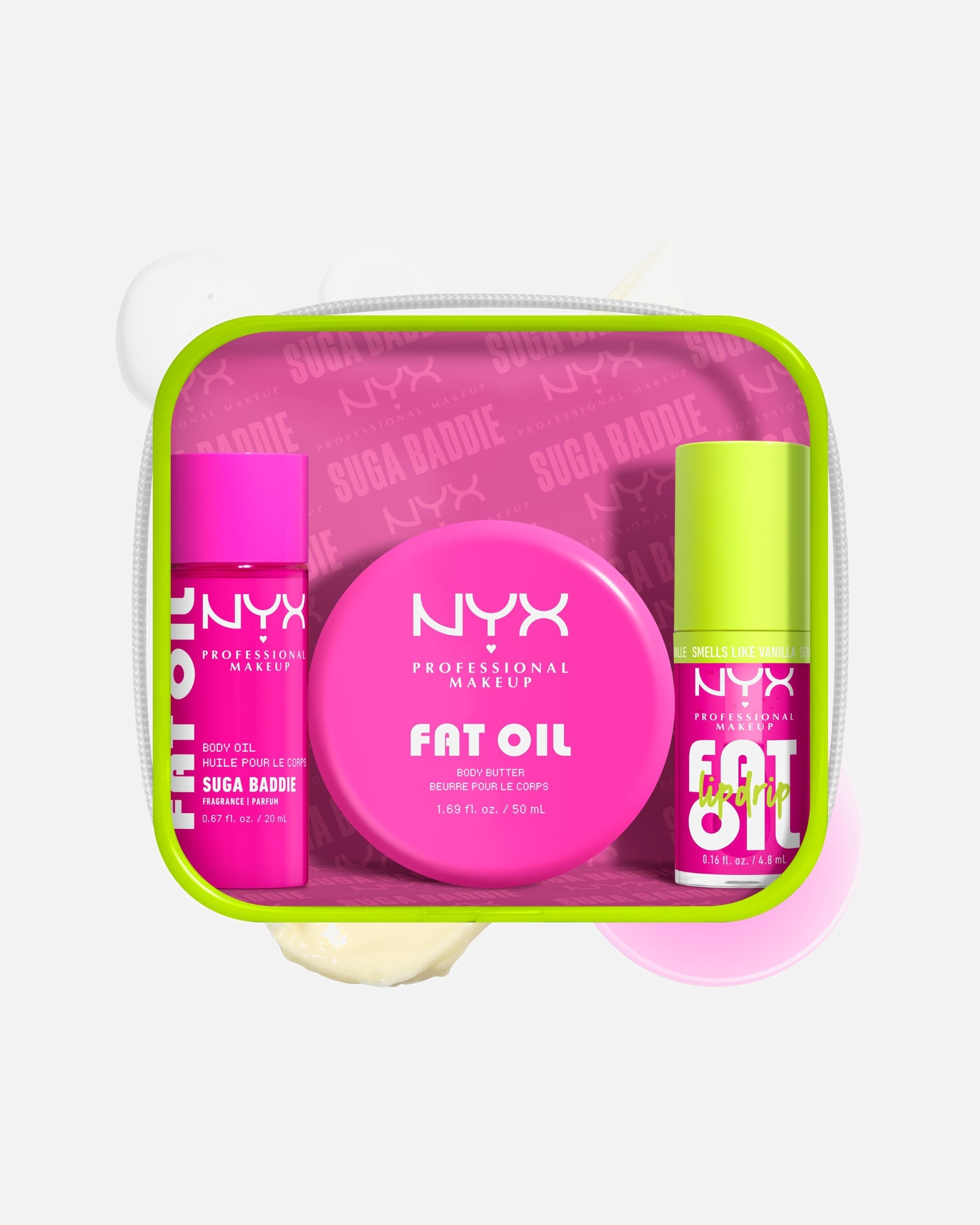 Lichaamsverzorgingsset voor UnisexNYX Professional MakeupFat Oil BodyLip & Body Kit Suga Baddie1 stuk