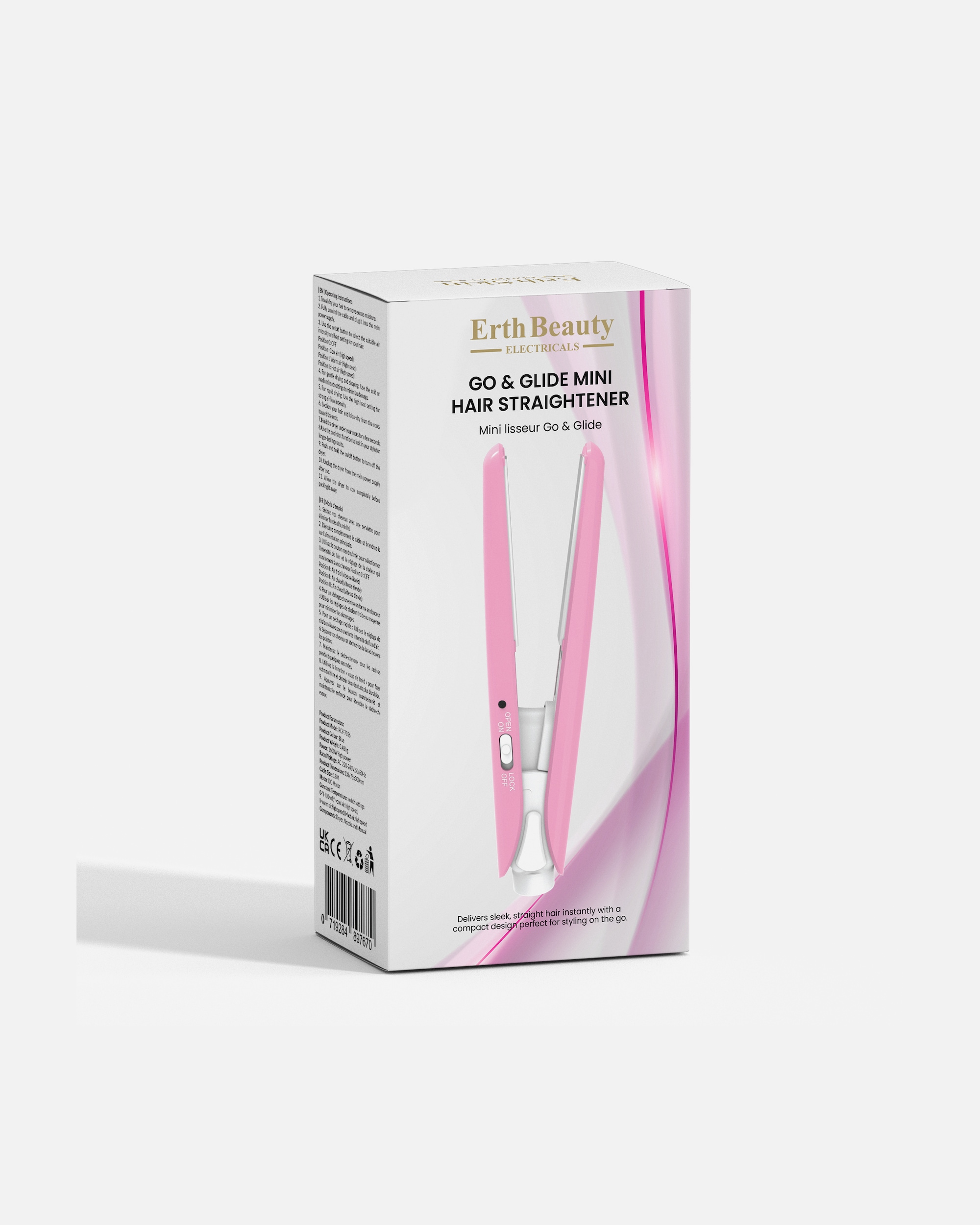 Stijltang voor UnisexErthSkin LondonGo & Glide mini stijltang roze1 stuk