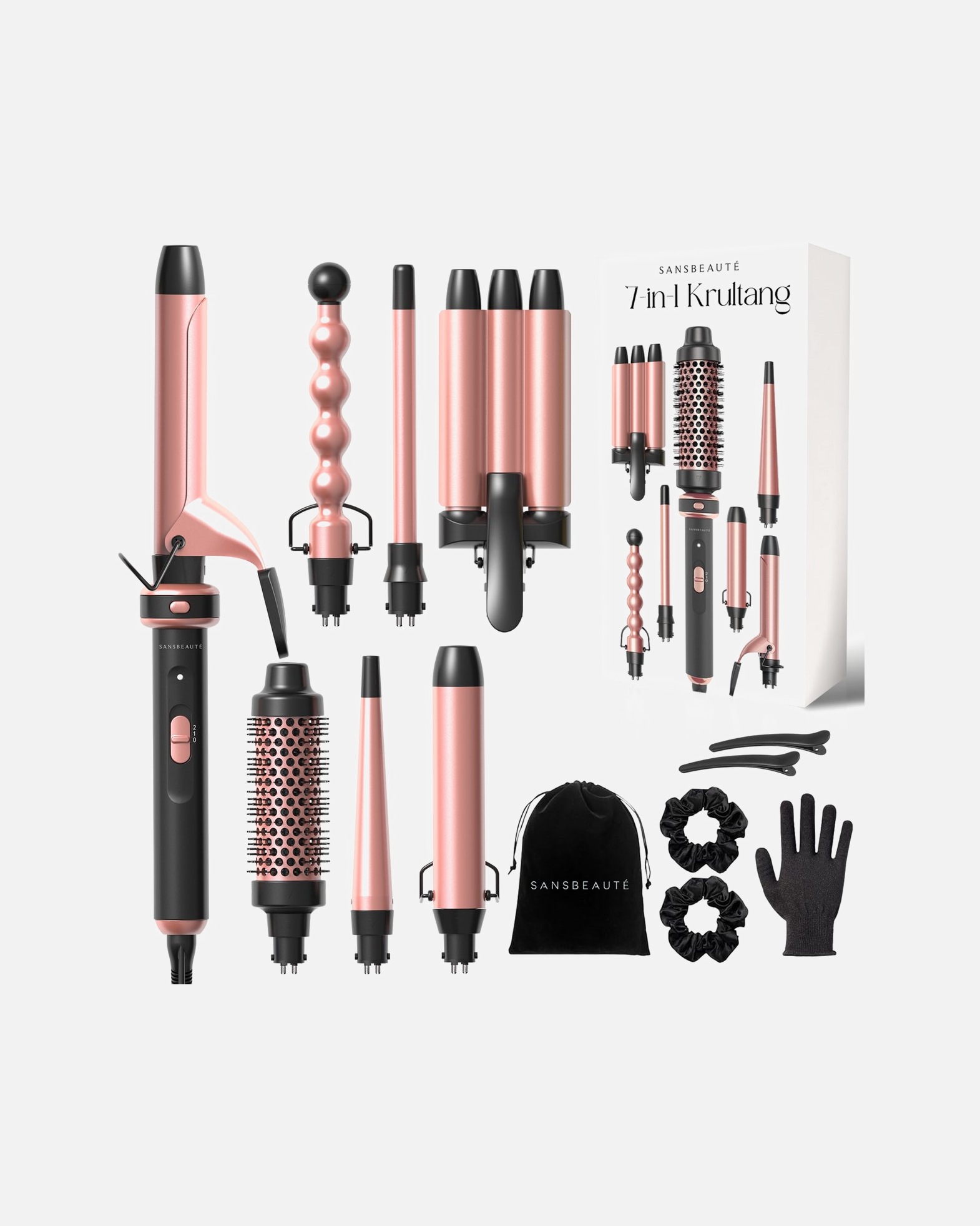 Rouleaux à cheveux pour UnisexeSansbeauteDefault Brand LineFer à boucler 7 en 1 avec pince et fer à gaufrer1 Piece