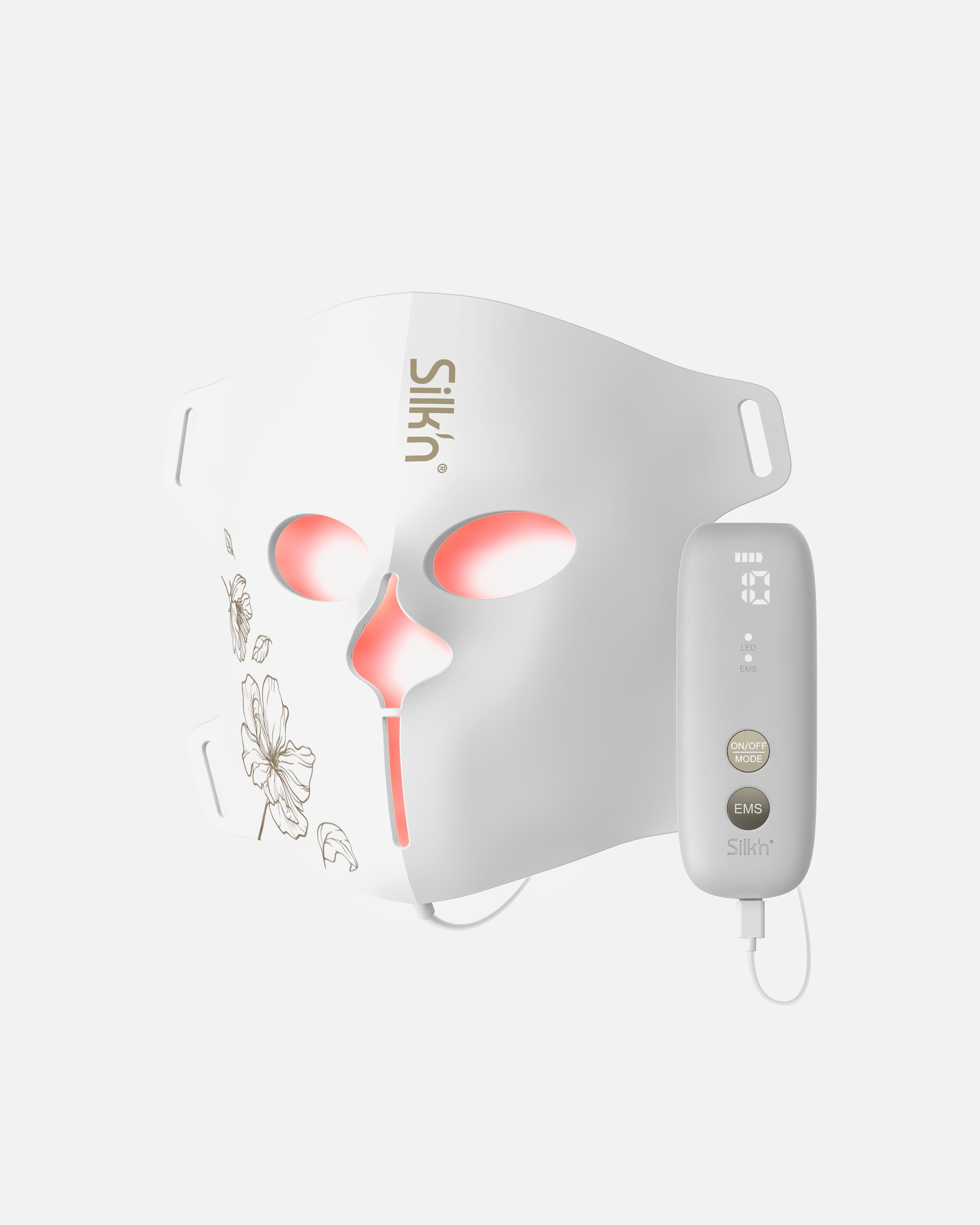 Appareil électrique de massage du visage pour UnisexeSilk'nLED EMS Maskblanc