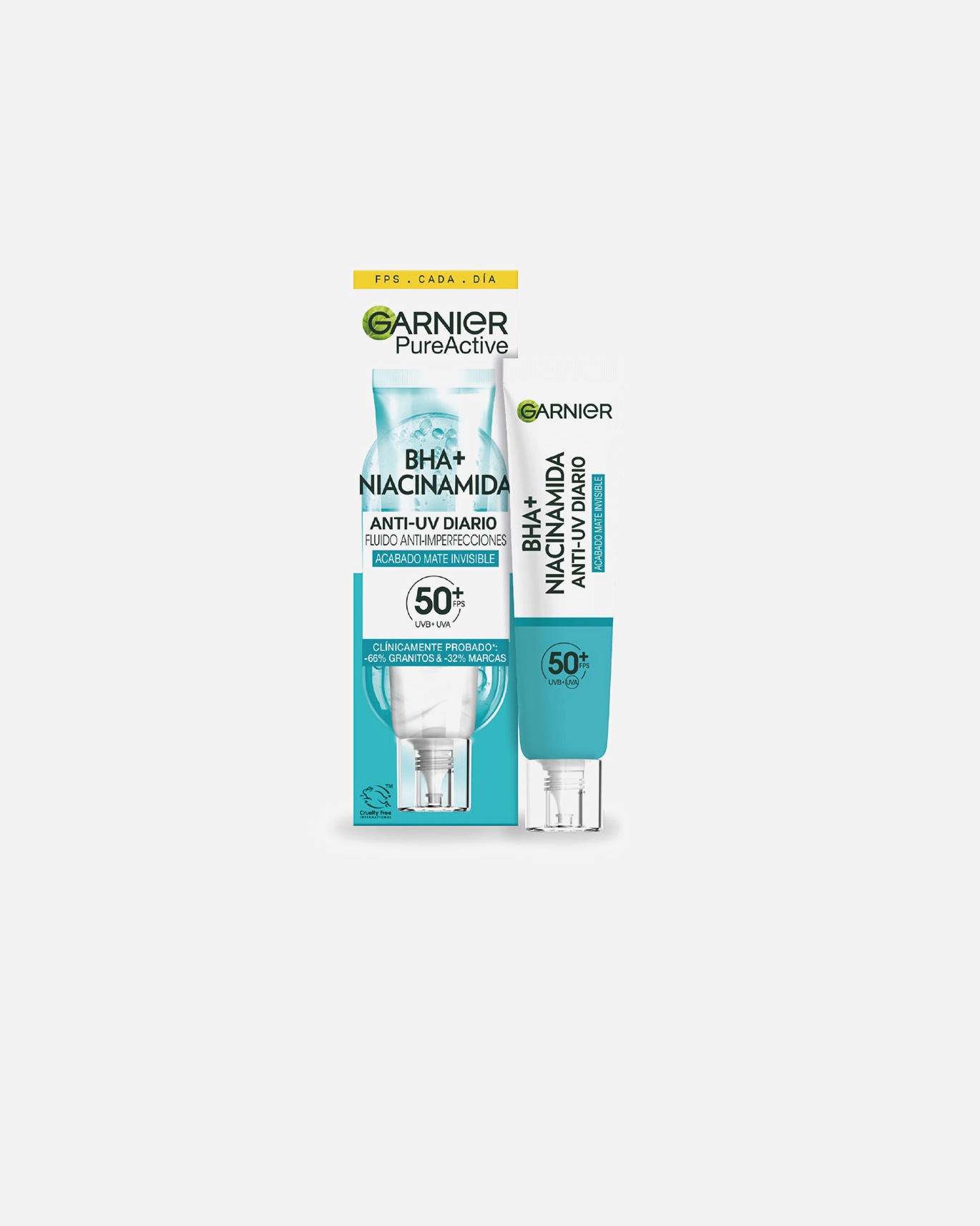 Cure visage pour UnisexeFluide mat anti-imperfections invisible PURE ACTIVE BHA + NIACINAMIDE SPF50+40 ml