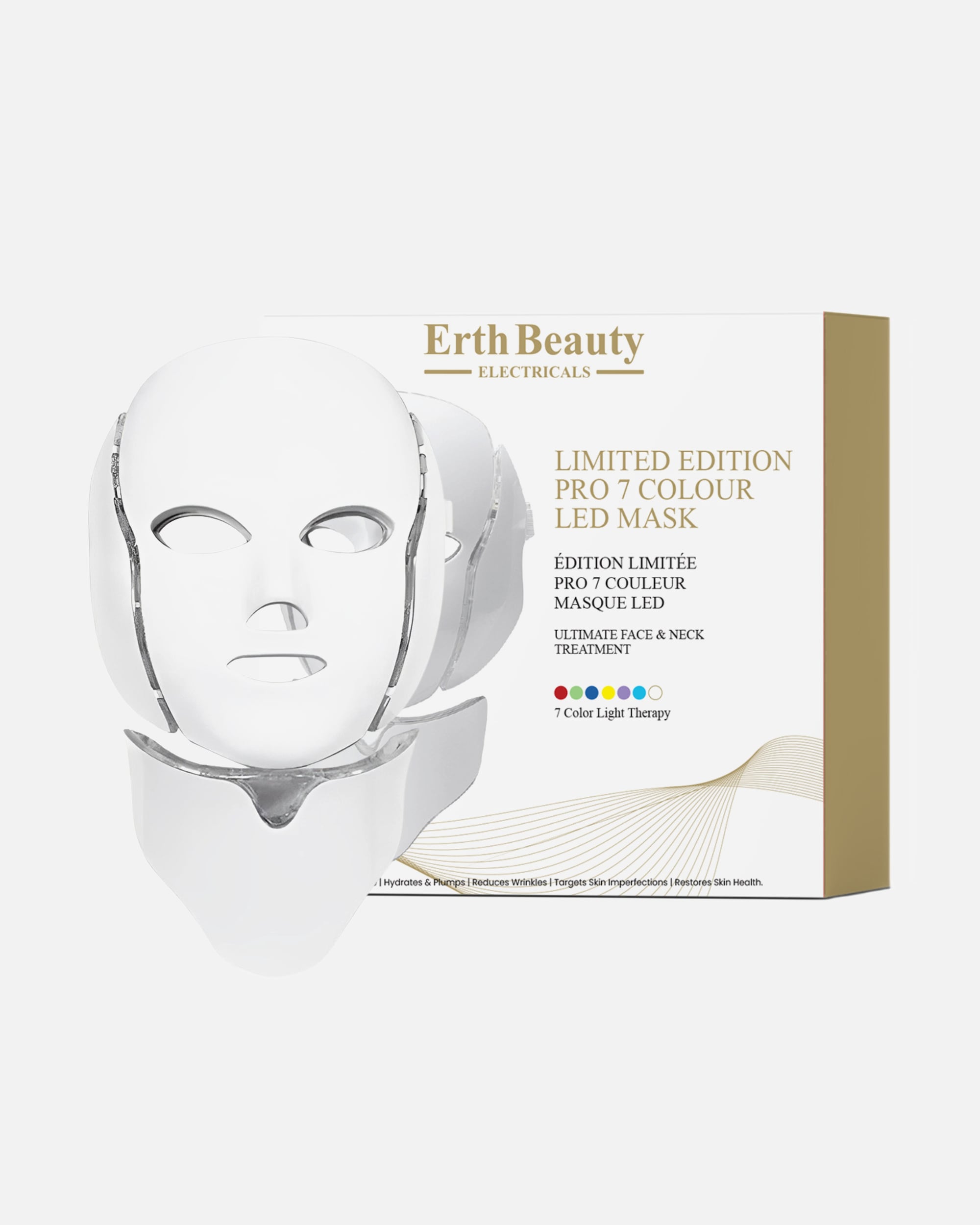 Appareil électrique de massage du visage pour FemmeErthSkin LondonMasque LED 7 couleurs pour le visage et le cou – Édition limitéechaque