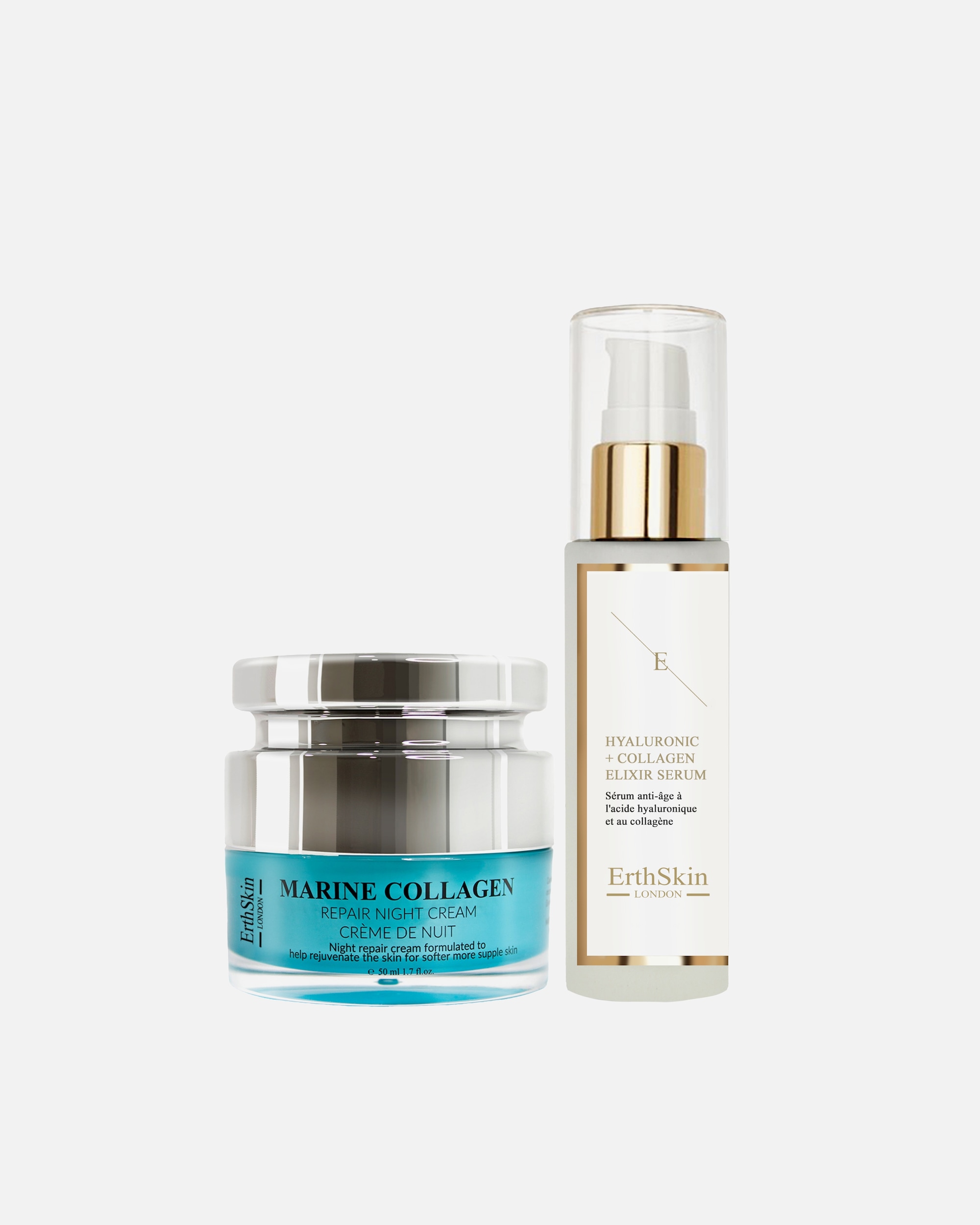 Coffret soin visage pour FemmeErthSkin LondonDuo Nuit Hydra + Marine1 pièce