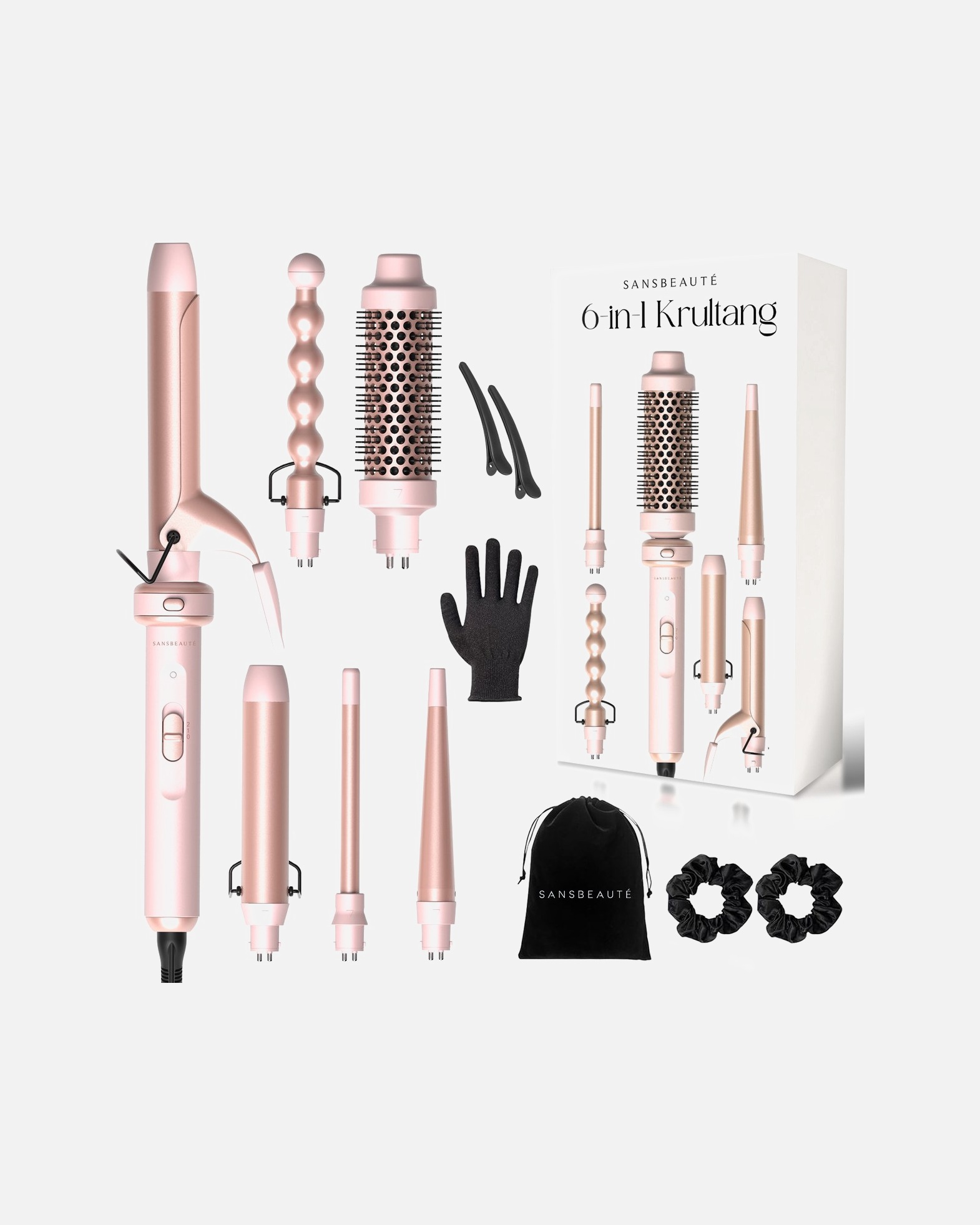 Rouleaux à cheveux pour UnisexeSansbeauteDefault Brand LineFer à boucler 6 en 1 avec pince - Fer à boucler en céramique1 Piece