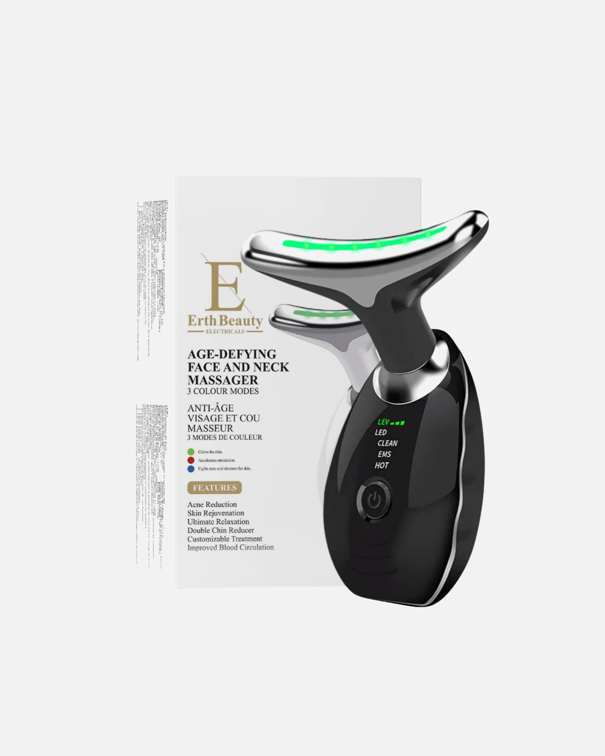 Elektrisch gezichtsmassage apparaat voor ErthSkin LondonAnti-aging gezichts- en nekmassager – Zwartelk