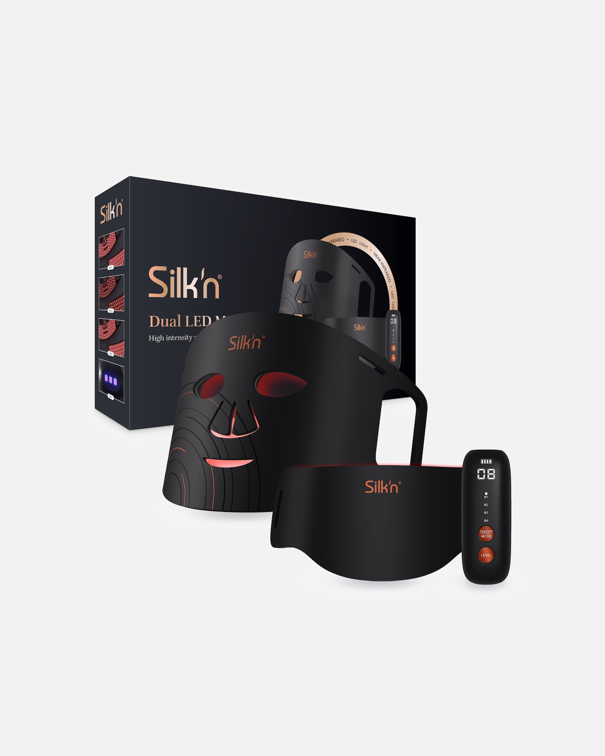 Anti-aging masker voor UnisexSilk'nDual LED MaskZwart