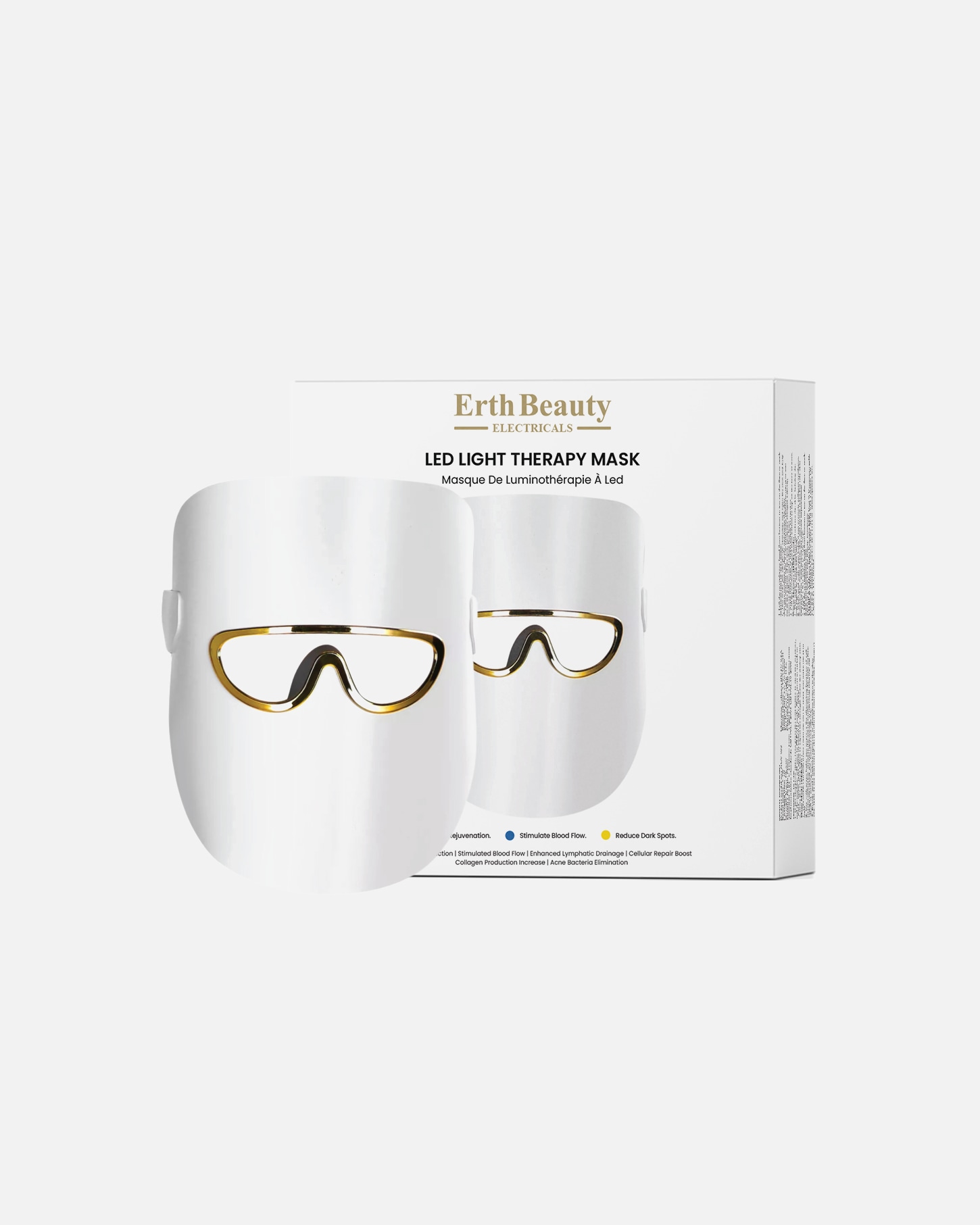LED-masker voor ErthSkin LondonLED-lichttherapiemasker met 3 kleurmodi - Witelk