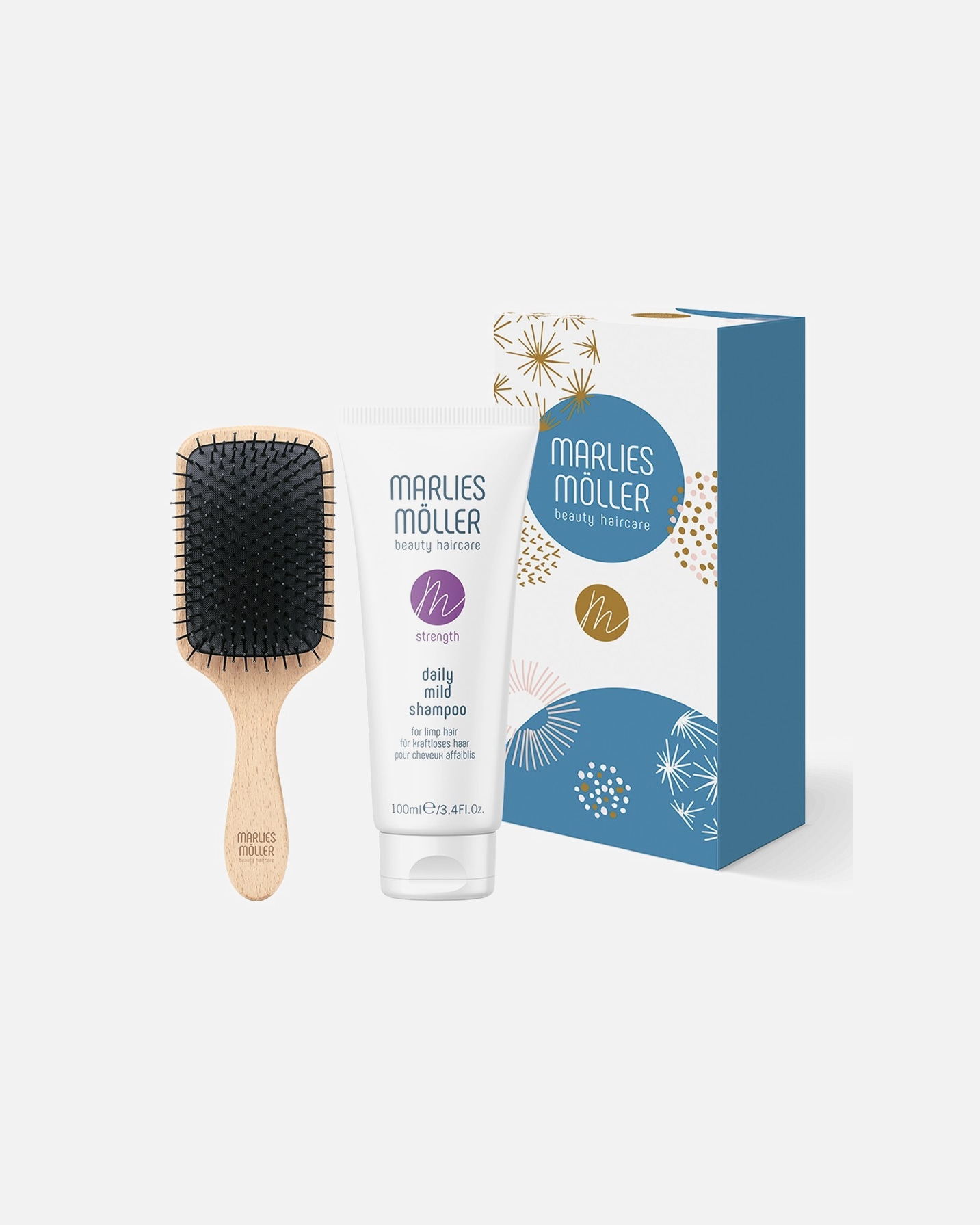 Coffret soin cheveux pour UnisexeMarlies MöllerDefault Brand LineXMAS Set 1 Brush & Cleansing: Travel Hair & Scalp Brush Daily Mild ShampooTravel Hair & Scalp Brush + Daily Mild Shampoo 100 ml