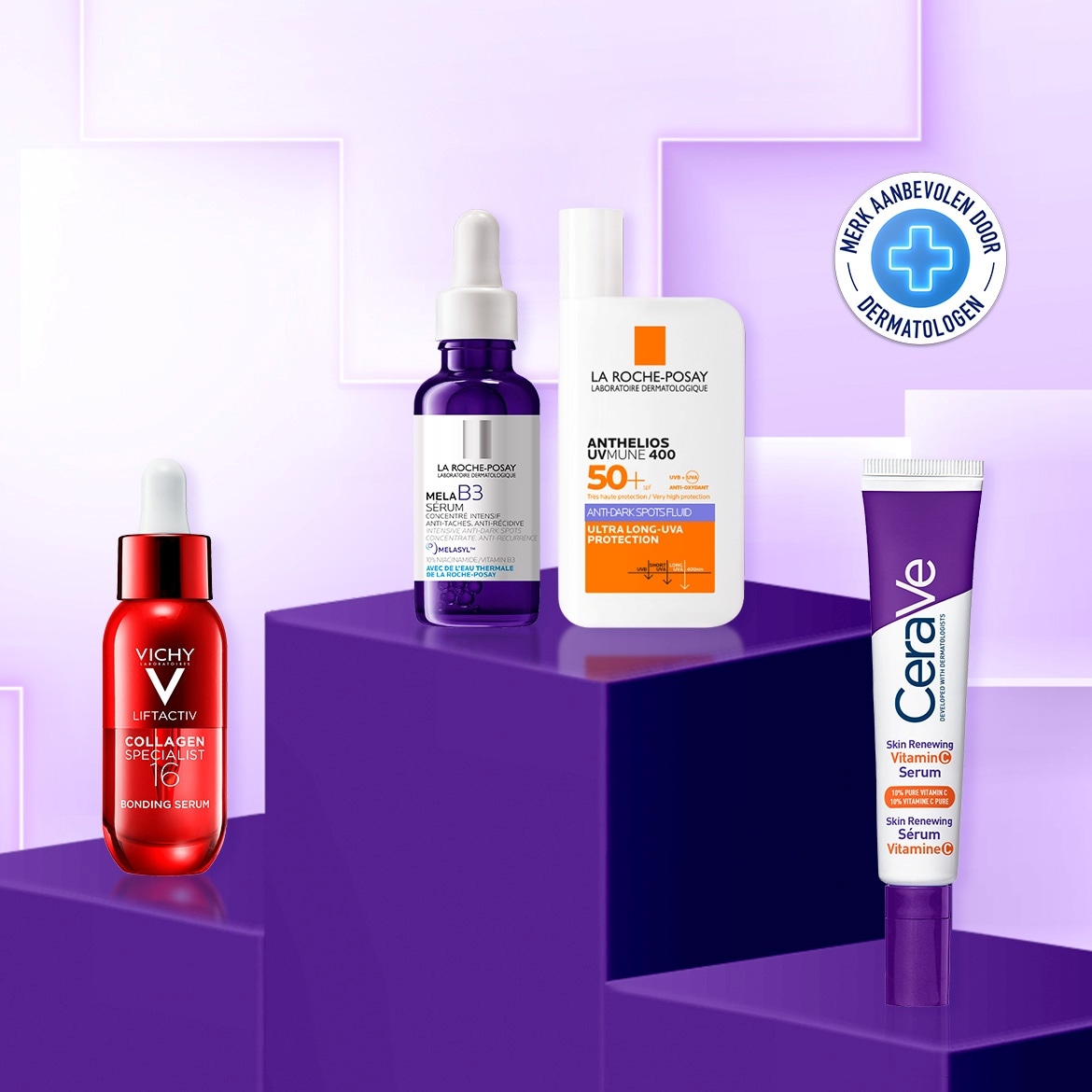 Ontdek Vichy Liftactiv Collagen Specialist 16 Bonding Serum in een rode flacon met een witte pipet, voor een stevigere huid.